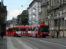 Der NAW/Hess/Siemens BGT 5-25 Nr. 198  Elektro-Soforthilfe Frey&Cie  am 15.2.07 beim wenden im Palace. Die Werbung wurde im April 07 �berarbeitet und seit Dezember 08 verkehrt der Swisstrolley 3 Nr. 210 mit der selben Werbung.