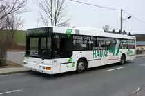 Bus Schwarzenberg / Bus Grünhain-Beierfeld / Bus Erzgebirge: MAN Niederflurbus 2. Generation (Vorserie) der RVE (Regionalverkehr Erzgebirge GmbH), aufgenommen im Februar 2020 im Stadtgebiet von Grünhain-Beierfeld. 