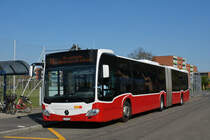 Wärend der Grossbaustelle zwischen Muttenz und Pratteln werden Busse aus Wien als Tram Ersatz auf der Linie 14 eingesetzt. Hier steht der Mercedes Citaro 99 an der Endstation an der Rothausstrasse. Die Aufnahme stammt vom 08.04.2020.