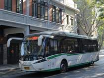 Yutong ZK6120BEVG1 trolleybus running on the line 105 across the old town. Because the power line is not covered here, the vehicle is running with the battery in this section of route.
Guangzhou Public Transport