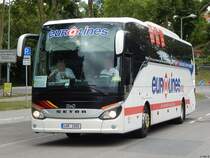 Setra 515 HD von Eurolines/H+S Bussi aus Tschechien in Karlsruhe am 22.06.2018