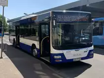 SüW-P 2129 (Baujahr 2014) von PalatinaBus steht am 25.4.2020 am Hauptbahnhof in Sinsheim.