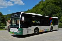 NV 9695, Mercedes Benz Citaro vom Tice, an der Haltestelle auf dem Parkplatz nahe der  Giedel  im Fond de Gras(L). 12.07.2020