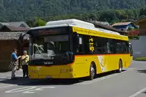 Elektrobus EBUSCO der Post, wartet als Dienstfahrt an der Haltestelle Bönigen See. Die Aufnahme stammt vom 07.08.2020.