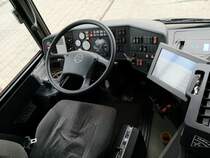 Der Fahrerarbeitesplatz eines Setra 315 NF der MVVG in Neubrandenburg am 30.07.2018