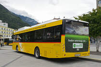 Elektrobus EBUSCO der Post, auf der Linie 102, wartet an der Endstation beim Bahnhof Interlaken West. Die Aufnahme stammt vom 05.06.2020.