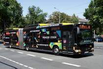 Stadtbus Mainz / Hybridbus Mainz: Mercedes-Benz Citaro Facelift G Hybrid / Mercedes-Benz Citaro Facelift GDH der MVG Mainz / Mainzer Verkehrsgesellschaft (Wagen 788), aufgenommen im Juli 2020 an der Haltestelle  Goethestraße  in Mainz.