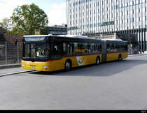 Postauto - MAN Lion`s City BE  615371 in Bern bei den Postauto Haltestellen auf dem Dach des Bahnhof Bern am 07.09.2020