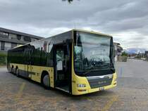 MAN Lions City 3-Achser 159 der STI am 27.9.20 bei der Endhaltestelle Steffisburg Alte Bernstrasse.