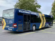 Heckansicht des MAN Lion's City 128 mit Vollwerbung des Libero Tarifverbundes am 27.9.20 hinter dem Bahnhof Thun.