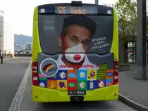 LieMobil - Mercedes Citaro Nr.45 FL 39845 mit aktueller Werbung (Convid-19) am Heck unterwegs in Sargans am 30.09.2020