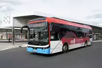 Bus Eisenach / Bus Wartburgkreis: Ebusco 2.2 (EA-WM 29) vom Verkehrsunternehmen Wartburgmobil (VUW), aufgenommen am ZOB Eisenach (Zentraler Omnibusbahnhof Eisenach) / Hauptbahnhof von Eisenach im August 2020.