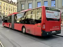 Heckansicht des Citaro Facelift CNG 852 von Bernmobil am 12.10.20 beim Bahnhof Bern.
