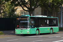 MAN Lions City der MAB, auf der Linie 46, fährt zur Endstation am badischen Bahnhof. Die Aufnahme stammt vom 17.09.2020.