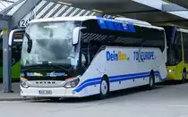 To Europe/ 'Dein Bus.de' mit dem Setra S 516 HD (3SV 1805). Berlin ZOB im August 2017.