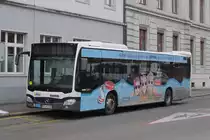 Mercedes Citaro von SWEG steht vor dem Hauptsitz der BVB am Claragraben. Die Aufnahme stammt vom 19.01.2021.