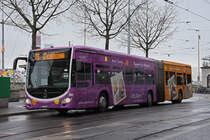 Mercedes Citaro 7017 mit der Adullam Werbung, auf der Linie 36, fährt zur Haltestelle Universitätsspital. Die Aufnahme stammt vom 27.01.2021.