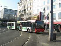 Ein MAN NG313 der BSAG erreicht auf der Linie 24 den Hbf Bremen. Fahrtziel ist allerdings die Neue Vahr Nord, Haltestelle Gustav Radbruch Strasse. Aufgenommen am 25.01.2009