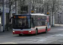 StadtBus Frauenfeld / Postauto - MAN Lion`s City TG 158097 vor dem Bahnhof in Frauenfeld am 05.02.2021