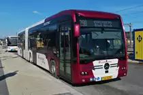EW 1446, Mercedes Benz e Citaro Gelenkbus, von Emile Weber, hat die Endhaltestelle seiner Strecke in Mersch erreicht, nach einer kurzen Rast wird er die Strecke bis zur Haltestelle Kirchberg / Roud Breck wieder in Angriff nehmen. 02.2021