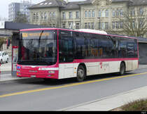 travys - MAN Lion`s City VD 559012 bei den Bushaltestellen vor dem Bahnhof in Yverdon les Bains am 13.02.2021