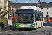 UQ 7155, MAN Lion’s City vom Tice, verlässt eine der vielen Bushaltestellen in Petange. 23.02.2021