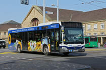 Mercedes Citaro von SWEG, auf der Linie 55, verlässt die Haltestelle am badischen Bahnhof. Die Aufnahme stammt vom 23.02.2021. 