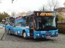 MAN Lion's City mit Anhänger der MVVG in Waren am 29.10.2018