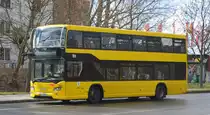 Ein Doppedecker der Berliner Verkehrsbetriebe, interne Bezeichnung Scania DN15, Herstellertyp Scania Citywide LFDD, Prototyp bei der BVG (Nr.3094) am 19.03.21 als Linie 154 im Einsatz Berlin Weißensee.