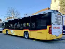 Heckansicht des MB C2 '11064' vom PU Geissmann Bus, Hägglingen am 24.3.21 beim Bahnhof Wohlen.