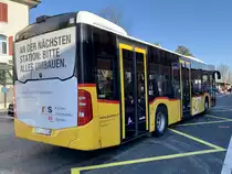 Heckansicht des MB C2 '11065' vom PU Geissmann Bus AG, Hägglingen am 24.3.21 beim Bahnhof Wohlen.