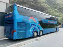 Heckansicht der Setra 431 DT 22 von Zerzuben am 5.4.21 bei der Garage in Eyholz.