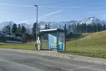 Haltestelle Aldrans Wiesenhöfe. Aufgenommen 30.3.2021.