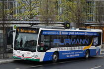 Stadtwerke Aschaffenburg / Wagen 196 (AB-VA 96) / Aschaffenburg, Luitpoldstr. (Hst Stadthalle) / Mercedes-Benz O 530 C2 hybrid / Aufnahemdatum: 10.04.2021 / Werbung: Purmann Karosseriebau, Leiblein u. Goymann Rechtsanwälte (Heck)