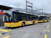 Die beiden MB C2 K '10749'  BE 748 701  und '10750'  BE 748 705  vom PU Tobler SA, Rebeuvelier am 12.4.21 beim Bahnhof Moutier.