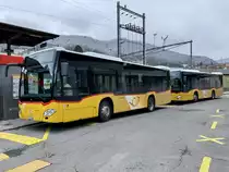 Die beiden MB C2 K '10749'  BE 748 701  und '10750'  BE 748 705  vom PU Tobler SA, Rebeuvelier am 12.4.21 beim Bahnhof Moutier.