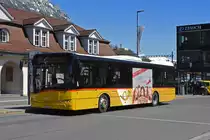 Solaris Bus der Post, auf der Linie 103, wartet an der Endstation beim Bahnhof Interlaken Ost. Die Aufnahme stammt vom 08.04.2021.