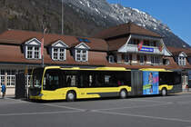 Mercedes Citaro 161 der STI, auf der Linie 21, wartet an der Endstation beim Bahnhof Interlaken Ost. Die Aufnahme stammt vom 08.04.2021.