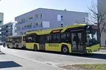 Solaris Urbino von Postbus (BD-16034) mit Hess-Anhänger als Linie 4123 in Telfs, Anton-Auer-Straße. Aufgenommen 8.4.2021.