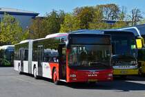 VE 2073, MAN Lion’s City von Voyages Ecker, steht auf dem Busparkplatz in der Stadt Luxemburg. 27.09.2018
