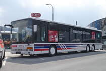 Setra S319NF von Kogoj (ohne Kfz-Kennzeichen) als Mobile COVID-19 Teststation am Parkplatz des Einkaufszentrums DEZ in Innsbruck. Aufgenommen 26.4.2021.