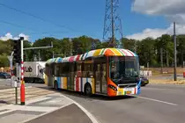 BU 5225, Volvo 7900 des VDL nahe der Tram Haltestelle Luxexpo in der Stadt Luxemburg.   10.08.2018