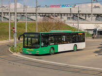 Graz. Ein MAN Lions City von Grünerbus verlässt hier am 03.05.2021 die Haltestelle Puntgam.