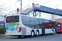 Kahlgrund-Verkehrs-Gesellschaft mbH (KVG) / AB-KV 1602 / Aschaffenburg, Hauptbahnhof/ROB / Setra S 418 LE business / Aufnahemdatum: 15.04.2021 / Werbung: Vorgartenwettbewerb Landkreis Aschaffenburg (TB+Heck)