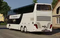 Setra S 431 DT, B-HA 2279, hier im SEV-Einsatz für den RE2 (der ODEG) auf der Relation Königs Wusterhausen – Halbe, am 13.07.2021 in Halbe.
