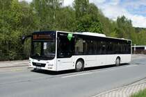Bus Schwarzenberg / Bus Erzgebirge: MAN Lion's City Ü (ERZ-RV 294) der RVE (Regionalverkehr Erzgebirge GmbH), aufgenommen im Mai 2021 im Stadtgebiet von Schwarzenberg / Erzgebirge.