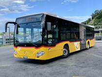 MB C2 hybrid '11462' von PostAuto Regie Laupen am 2.8.21 beim Bahnhof Flamatt.