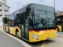 MB C2 hybrid '11460' von PostAuto Regie Laupen am 3.8.21 beim Bahnhof Düdingen.