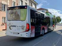 Heckansicht des BGU MB C2 NGT Nr. 29 am 10.8.21 beim Bürgerhaus Grenchen.