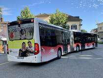 Heckansicht des MB C2 G Nr. 8 der BGU am 10.8.21 bei der Abfahrt beim Postplatz in Grenchen.